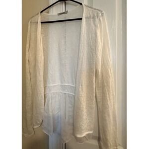 Elena‎ Baldi White Sheer Peplum Open Front Cardigan Made in Italy Art 2953 Large